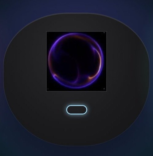 The HALO QIRA lid screen glowing violet for the Recovery setting
