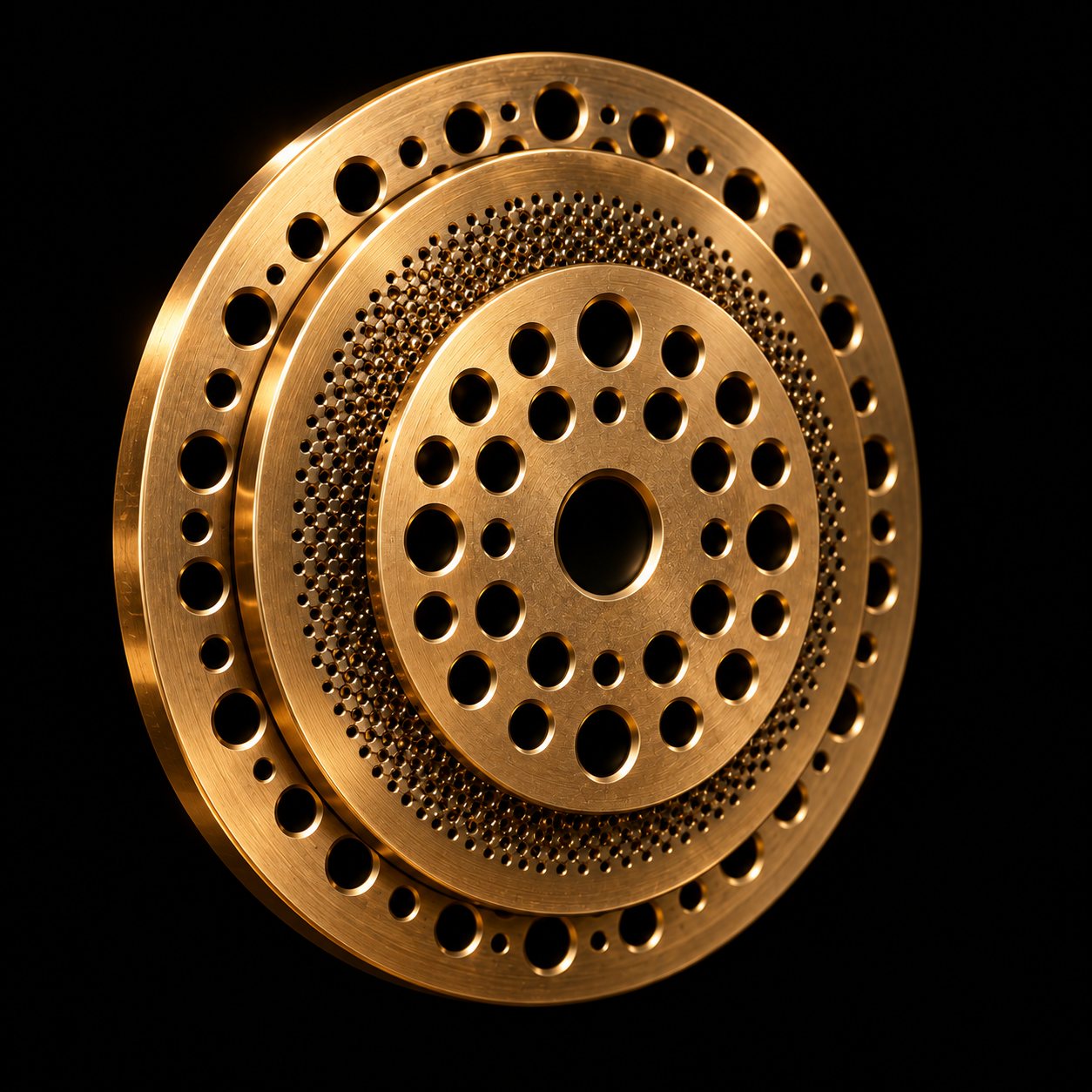 The HALO QIRA precision electrode plate, perforated in concentric rings