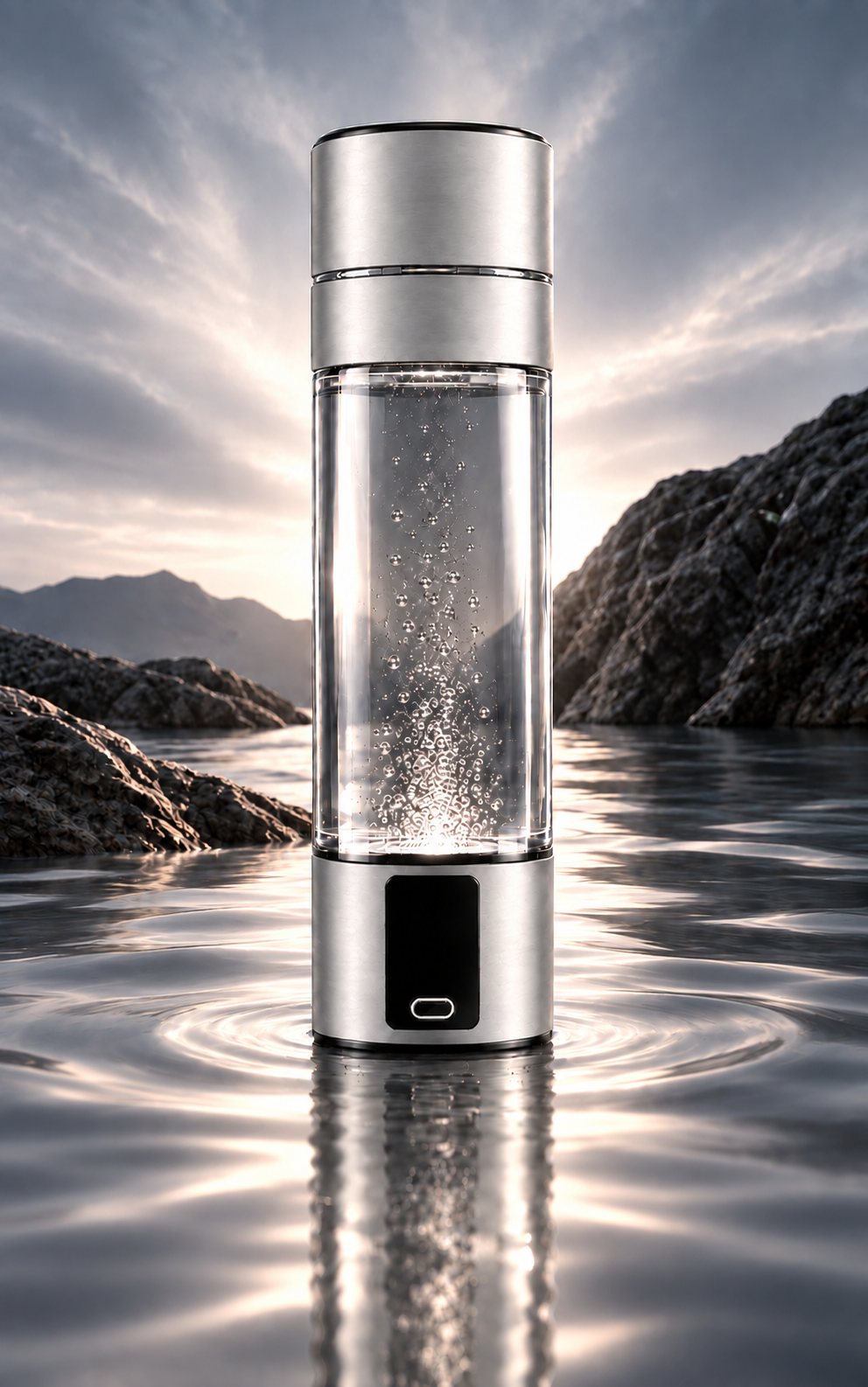 HALO QIRA Moonlight in silver standing in still water between dark rocks