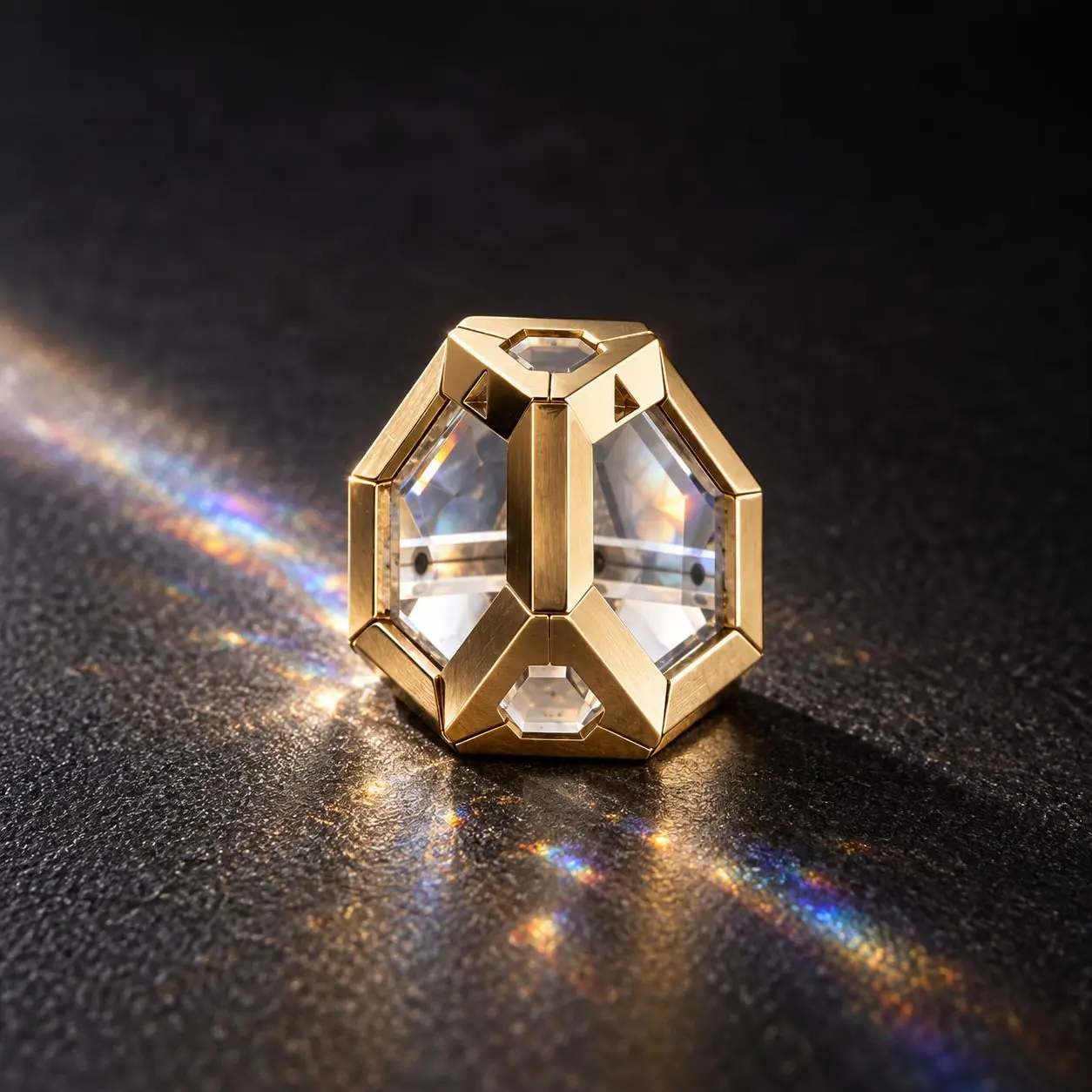 ARQ quartz in a gold cage