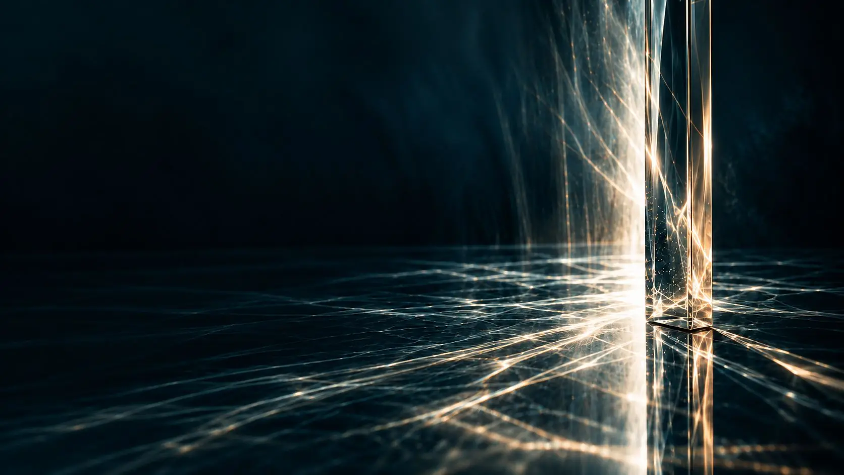 A column of light meeting dark water