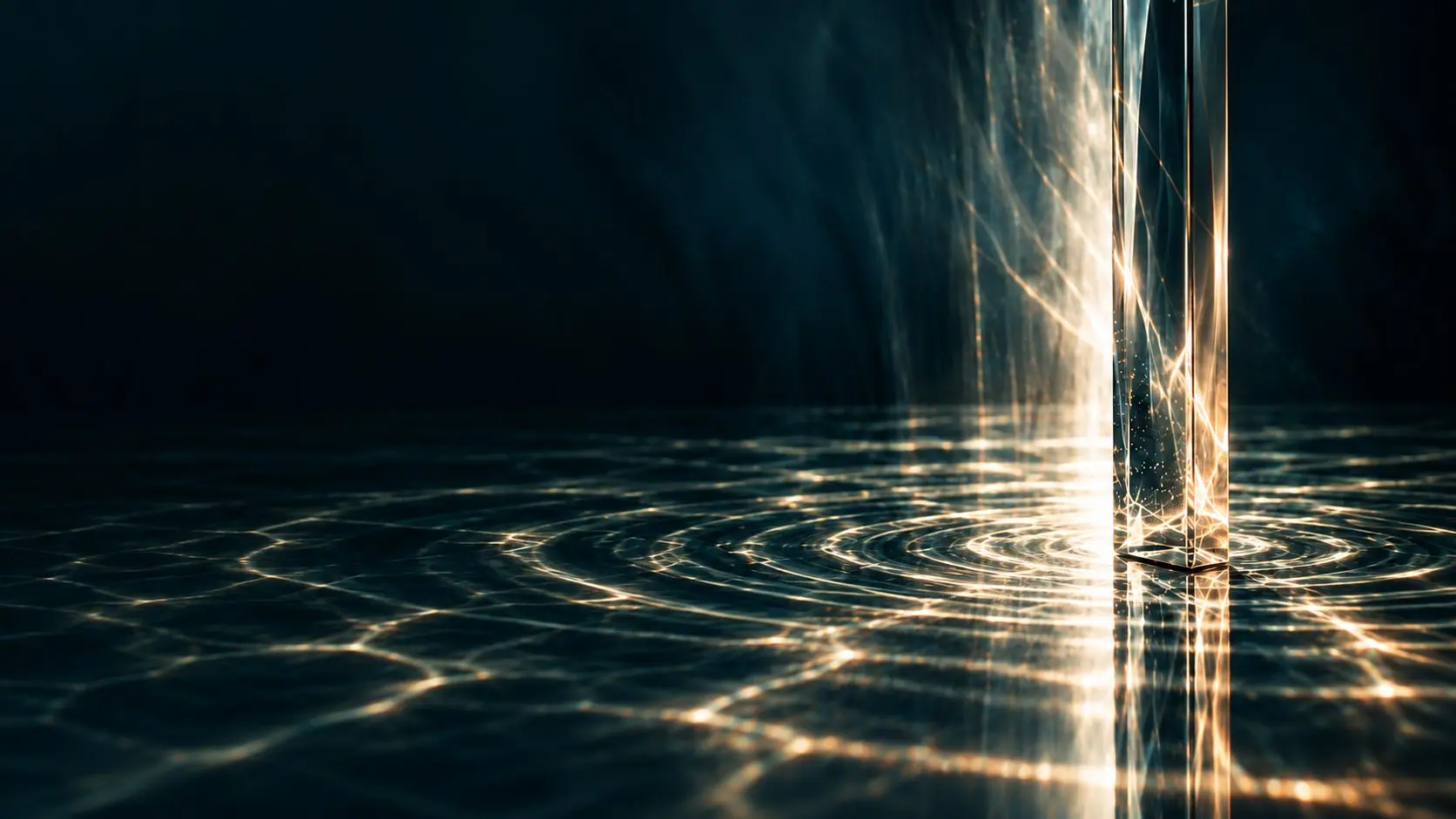 Light rippling across dark water