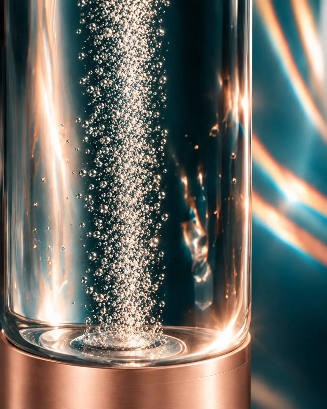Microbubbles rising through the rose-gold chamber