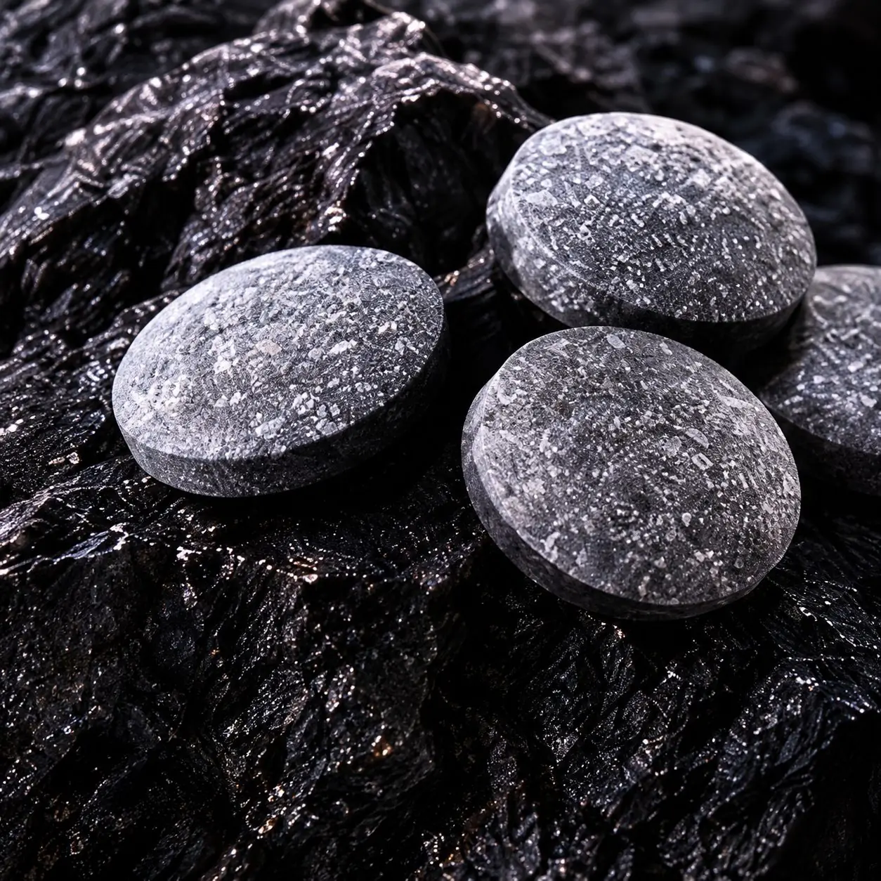 LV.IQ tablets on dark rock
